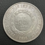 Moeda do Brasil - 2000 Réis 1855 - 25.5g - Prata - 3º Sistema - 2º Tipo - Soberba