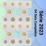 Mega lote com 04 Sets do Real 2023 FC completos e no Coin Holder - 5/10/25/50 Centavos + 1 Real - Total 20 Moedas, 4 de cada