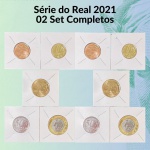 02 Sets do Real 2021 FC completos e no Coin Holder - 5/10/25/50 Centavos + 1 Real - Total 10 Moedas, 2 de cada