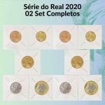 02 Sets do Real 2020 FC completos e no Coin Holder - 5/10/25/50 Centavos + 1 Real - Total 10 Moedas, 2 de cada