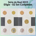 02 Sets do Real 2019 Efigie FC completos e no Coin Holder - 5/10/25/50 Centavos + 1 Real - Total 10 Moedas, 2 de cada