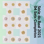 Mega lote com 04 Sets do Real 2021 FC completos e no Coin Holder - 5/10/25/50 Centavos + 1 Real - Total 20 Moedas, 4 de cada