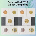 02 Sets do Real 2018 FC completos e no Coin Holder - 5/10/25/50 Centavos + 1 Real - Total 10 Moedas, 2 de cada