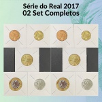 02 Sets do Real 2017 FC completos e no Coin Holder - 5/10/25/50 Centavos + 1 Real - Total 10 Moedas, 2 de cada