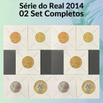 02 Sets do Real 2014 FC completos e no Coin Holder - 5/10/25/50 Centavos + 1 Real - Total 10 Moedas, 2 de cada - Ano Raro