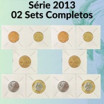 02 Sets do Real 2013 FC completos e no Coin Holder - 5/10/25/50 Centavos + 1 Real - Total 10 Moedas, 2 de cada - Ano Raro