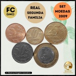 Real 2009 - Set do Real 2009 FC completa e no Coin Holder - 5/10/25/50 Centavos + 1 Real - Ano Raro