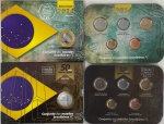 02 Blisters com 5 Moedas Real 2014 Ano Raro e 2015 50 Anos do BC Flor de Cunho - Edição Limitada e numerada