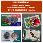 02 Blisters temáticos contendo a Série de 2019 com a moeda de 1 Real Beija Flor - Flor de Cunho + Cartela com as Moedas de 5 e 50 Centavos fabricadas na Holanda FC