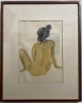 QUADRO - CARLOS LEÃO "Nú Feminina", aquarela, assinado, envidraçado e emoldurado. Med. 45x32 cm e 71x57 cm.