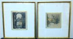 QUADROS - Robert Kasimir, austríaco, (1914-2002) - Lote de 2 gravuras entituladas - "Portão do Palácio Imperial, Viena e Gravura Colorida Grinzing - Viena. Med. 28x25 cm. Ambas assinadas.