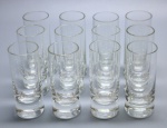 DEMI CRISTAL - Conjunto de 12 copos shots. Med. 9 cm. Bicados.