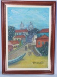 Waldemar de Souza - "Paisagem Urbana" técnica mista sobre tela, assinado, datado e localizado, Rio 1997. Med. da obra 54 x 38cm e da moldura 65 x 48cm.