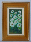 BUZELIN - "Flores" óleo sobre eucatex, assinado e datado 1990. Med. da obra 22 x 12cm e da moldura 34 x 24cm.