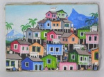 CANINDÉ - Rio - Brasil - "Vista do Cristo Redentor, Pão de Açúcar e Favela" óleo sobre tela, assinado e datado 95. Chassi apresenta pequeno empeno. Med. 16 x 22cm.