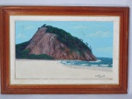 NAZARÉ - "Pedra do Leme - RJ" óleo sobre eucatex, assinado, datado e localizado, Rio 1999. >ed. da obra 21 x 35cm e da moldura 30 x 44cm.