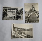 Lote com 3 antigas Fotos-Postais - Representando -''Lugano-Paradiso'' -  ''Paris The Sacred Heart Basilic''  e ''Genova-Priaruggia Albergo ISIS'' - Sem uso - Medida: 14,5 x 10,5 cm.