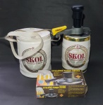 Antigo e raro barril da cerveja SKOL, 1990 - Acompanha a bomba em sua caixa original e bolsa térmica - Vide fotos!