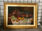 J. XANTHAKOS - FRUTAS E VINHO OST ASSINADO C.I.E - MEDIDA COM MOLDURA 88 X 70 CM SEM MOLDURA 68 X 50 CM -