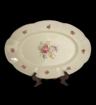 CHODZIEZ - Travessa em Porcelana Polonesa com decoração Floral e bordas douradas - mede 40x28 -