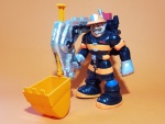 Boneco coleção RESCUE HEROES da Mattel - BILLY BLAZES - 17 X 11 cm - Comprimento com a pá 17,5 cm - Vide fotos!