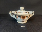 Açucareiro  em Porcelana Noritake decorada listras laranja e preto com friso ouro . mede 7 cm x 8,5 cm