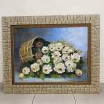 Belíssimo quadro com pintura a óleo, Rosas em estilo impressionista, de Arabella Luizi, medidas: Moldura Altura 83 Largura 103cm. Tela Altura 59cm Largura 79cm. R2140