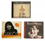 Lote contendo três CDs importados e ou não, das cantoras francesas  JEANNE MOREAU, JOSEPHINE BAKER e JULIETE GRECO, usados.