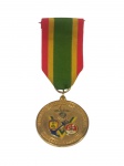 MILITARIA, Medalha Jubileu de Ouro da Vitória 1945  1995 da FEB (Força Expedicionária Brasileira), confeccionada em metal dourado esmaltado, concedida pela Associação dos Ex-Combatentes do Brasil - Seção do Rio de Janeiro para comemorar os cinquenta anos da Vitoria na II Guerra Mundial, medindo 4cm de diâmetro, sem a fita.