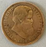 NUMISMÁTICA, Brasil, Império, uma (1) moeda de 40 reis 1879, cunhada em bronze, bem conservada, vide foto. (AJBJ)