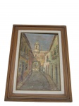 José Maria de Almeida (1906-1955), "Porta da Vila", Portugal, 1977, OST. pequenas falhas na pintura, moldura em madeira, medindo 73x55,5cm.