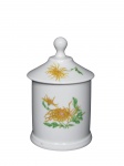 LIMOGES (França - 1771), Pote de farmácia confeccionado em porcelana francesa esmaltada na tonalidade branca, com pintura de flores e folhagens em policromia, medindo 14x8cm.