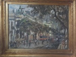 VIRGÍLIO DIAS, Avenida Rio Branco, RJ, pintura iconográfica, OST, assinado no CIE, verso: intitulado, localizado, datado 1991/92 (último dia do ano) e autenticado, medindo a tela 80 x 60 cm, (Virgílio Dias Filho, 1956, Rio de Janeiro, RJ, pintor impressionista iconográfico, foi aluno de Antenor Finatti na Sociedade Brasileira de Belas Artes).