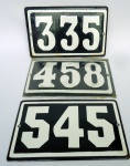 3 Placas em chapa grossa esmaltada - números residenciais antigos  15 x 9 cm veja fotos