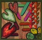 Eila Ampula (1916, Tampere, Finlândia 2008, Penedo, Brasil), "Vegetação Tropical",  Belíssima tapeçaria com motivos tropicais. Med. 1,29 x 1,32 m (ME). Marcas do tempo. Sujidade. Acervo Particular Rio de Janeiro/RJ. Nota Biográfica: Eila Ampula foi uma artista plástica fino-brasileira, conhecida por seus trabalhos de pintura a óleo, placas de cimento com tinta e tecelagem. Ela também integrou o grupo de fundadores da colônia finlandesa em Penedo, na cidade de Itatiaia, no Rio de Janeiro em 1929. Fonte: https://pt.wikipedia.org/wiki/Eila_Ampula .  Nota de Transporte: Este item não poderá ser enviado pelos correios.