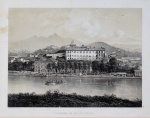 FROND, VICTOR (1821-1881) - "Panorama de Rio de Janeiro". Litografia do Álbum "Brazil Pittoresco" de Charles Ribeyrolles - Lemercier, Imprimeur-Lithographe, c.1861. Vista do Arsenal de la Marine; Couvent de S Bento; Tijuca. Archevéché. Med. 44 x 55 cm (MI); 36 x 48 cm (mancha) 65 x 76 cm (ME). Sujidade e pontos de acidez. Coleção Particular Rio de janeiro/RJ . NOTA: Reproduzida na Biblioteca Digital del Patrimônio Ibero americano.