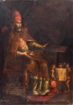 Escola Europeia, "Papa Paulo IV". Óleo sobre tela de origem europeia, sem assinatura aparente retratando João Pedro Carafa (mais tarde Papa Paulo IV). Europa - Século XVIII. Med. 157 x 110 cm(MI); 159  X 112 cm  (ME).  Marcas do tempo. Perdas pictóricas. Coleção Particular Rio de Janeiro/RJ. Obra de grande relevância. Seja por sua qualidade pictórica , como pela importância histórica do retratado. Um dos 4 fundadores da Ordem dos Clérigos Regulares, também conhecida como Teatinos, é uma ordem religiosa masculina católica fundada em 14 de setembro de 1524. Presença de inscrições  e diversos simbolismos. Fonte : https://osaopaulo.org.br/mundo/teatinos-celebram-500-anos-de-fundacao-e-tem-encontro-com-o-papa-em-roma/ e https://pt.wikipedia.org/wiki/Papa_Paulo_IV