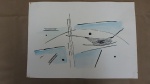 CLAUDEMIR LARA / D'LARA, técnica mista sobre cartão, abstrato, medindo 42 x 29 cm. Sem moldura