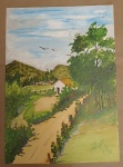 L. PLÁCIDO "Paisagem" pintura sobre cartão OSC. Med.: 35x30 cm