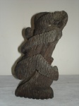Arte Popular - Escultura de Casal em posição erótica 69 em madeira padrão imbuia. 21 cm.