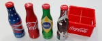 Engradado 04 Garrafinhas Coca Cola Miniatura Alumínio. Tema Países.