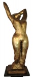 TOTH - Exuberante escultura de grandes proporções em bronze dourado representando " Nu Feminino,