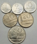 Brasil - Série de moedas de 1, 2, 5, 10, 20 e 50 centavos ano 1967 no estado S.