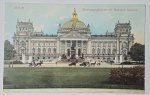 Berlim - Lote com lindíssimo e antigo "CARTÃO POSTAL SEM USO" do Edifício Reichstag com o Monumento Bismarck - década de 1950/60.