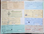 Brasil - lote com 07 antigos cheques com e sem uso conforme foto.