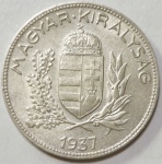 Hungria - Moeda de 1 Pengo ano 1937 - Prata 640 com 5 gramas.