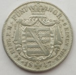 Alemanha - Moeda de 5 Neugroschen - Frederick August II (Letra F) ano 1847 - Prata 521 com 5.2 gramas.