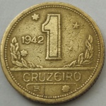 Brasil - Moeda de 1 cruzeiro circulada ano 1942.