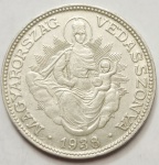 Hungria - Antiga moeda de prata 2 Pengo ano 1938. Peso: 10 gramas.