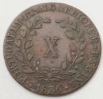 Portugal - Linda moeda de "COBRE" de X réis ano 1836 no estado S.